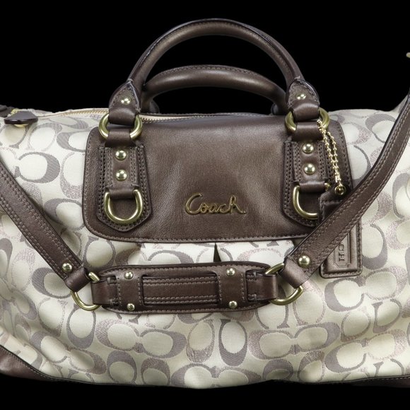 COACH Tote Bag Brown & Beige Signature COACH Logo Canvas, LIKE NEW - Picture 7 of 9